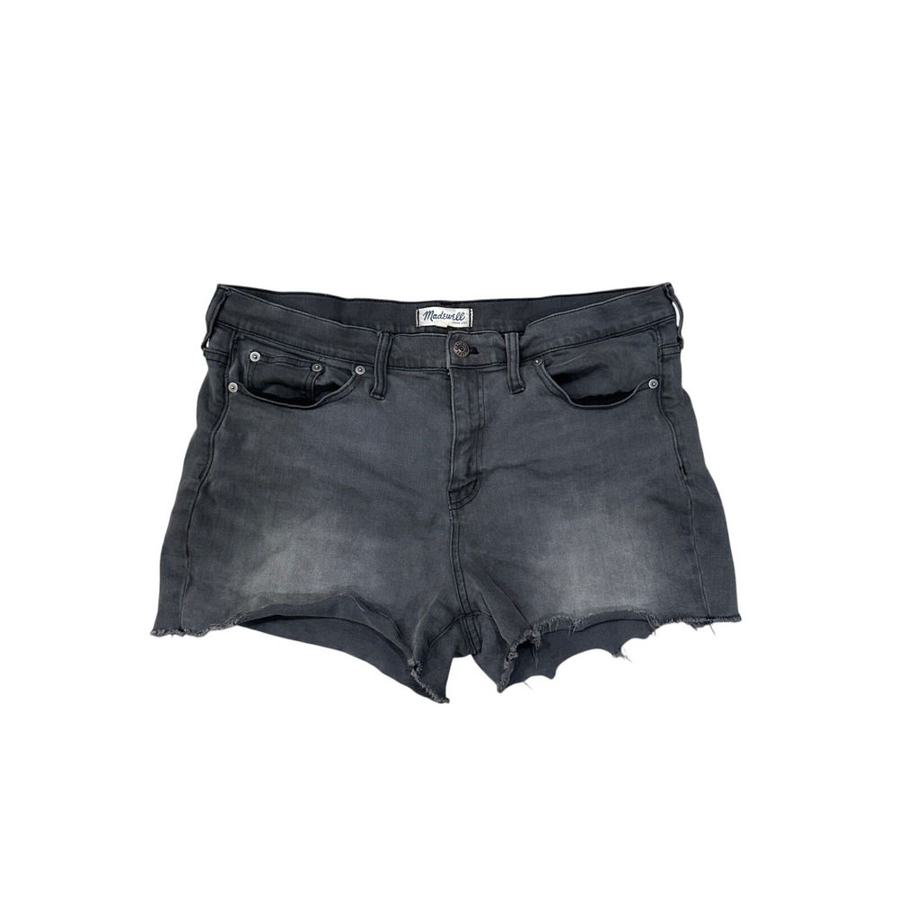 Madewell High Rise Cutoff Denim Shorts Black Wash Distressed Size 32